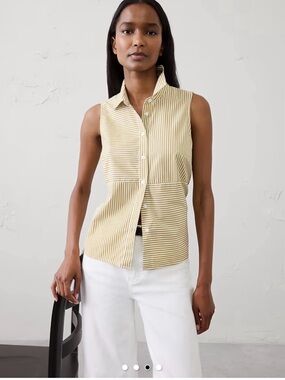 NWT Banana Republic Striped Sleeveless Button-Down Shirt